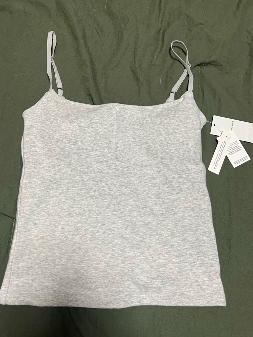 Abercrombie & Fitch Bra-Free Scoop Neck Tank Gray Cotton Camisole Size Small